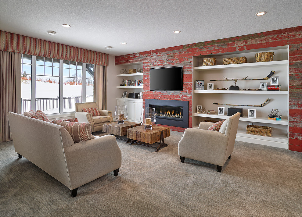 Example of a mountain style home design design in Edmonton