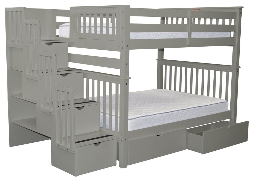 Bedz King Bunk Beds Full Over Full Stairway 4 Steps And 2 Bed
