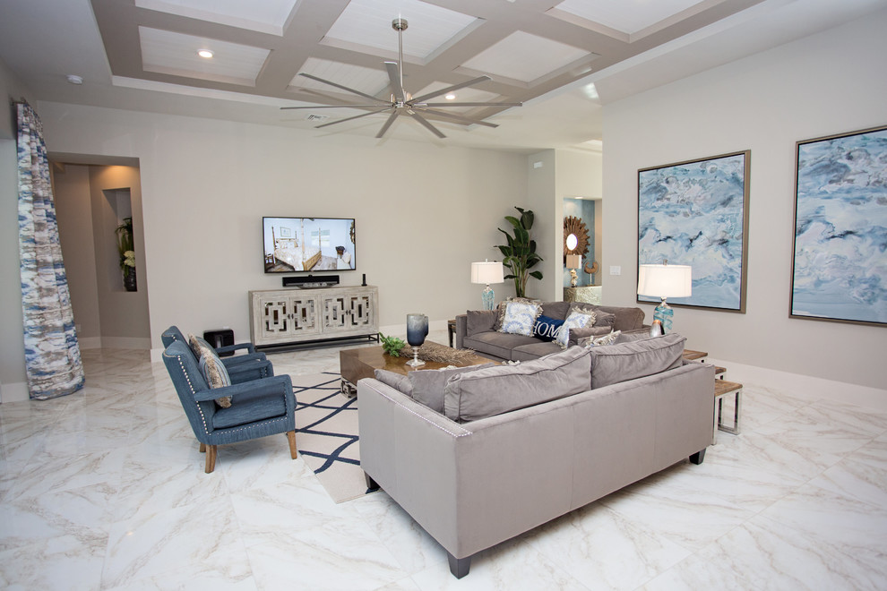 Photo of a contemporary family room in Miami.