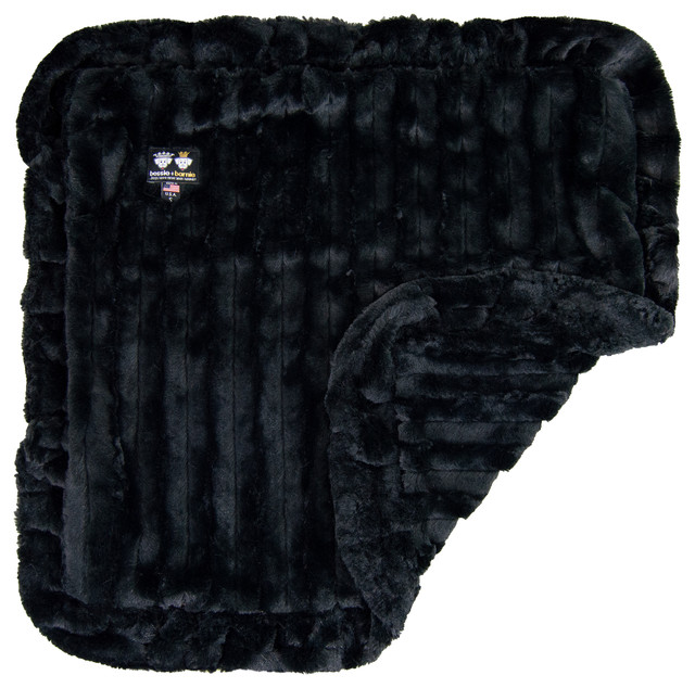 Bessie And Barnie Pet Blanket, Black Puma With Ruffle, X Small