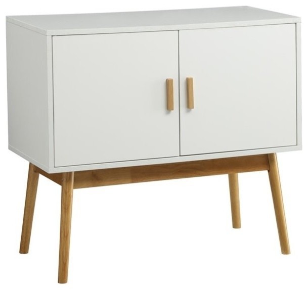 Pemberly Row Storage Console Table in White - Midcentury - Console ...