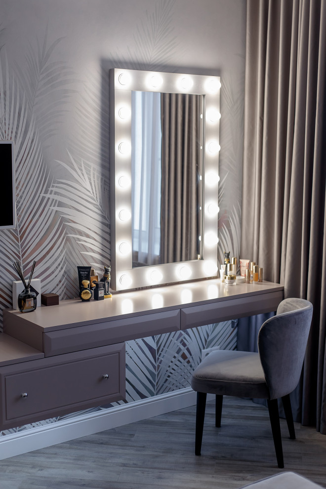 Реализация спальни "Современная классика" в серых тонах