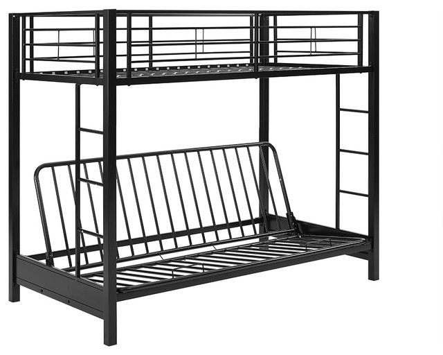 TwinOverFuton Metal Bunk Bed Transitional Bunk Beds by Walker