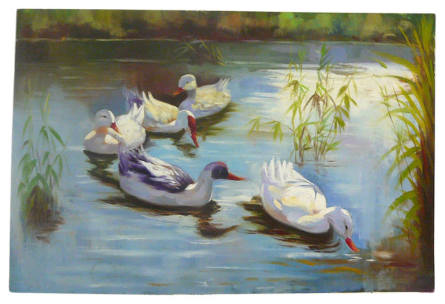 Oil Paint Canvas Art Ducks Wall Decor Farmhouse By Oil Paint Canvas Art Ducks Wall Decor