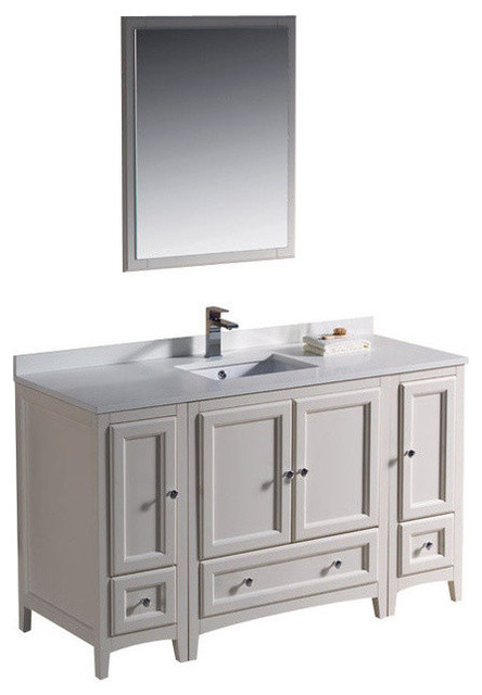 54" Single Sink Bathroom Vanity, Antique White, FFT1041BN