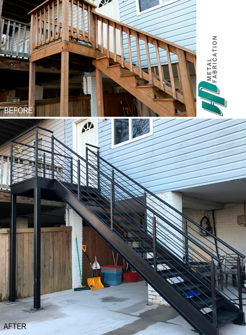 From Wood to Metal egress staircase.