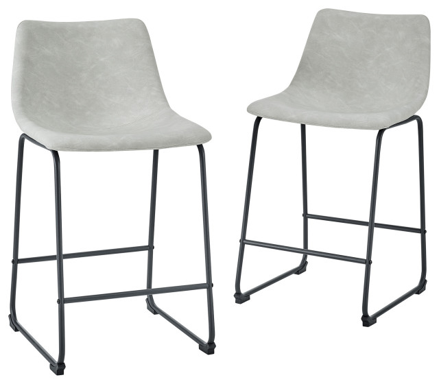 gray faux leather bar stools