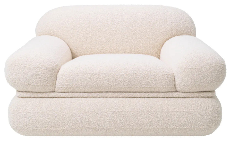 Bouclé Cream Lounge Chair, Eichholtz Ménard Transitional Armchairs