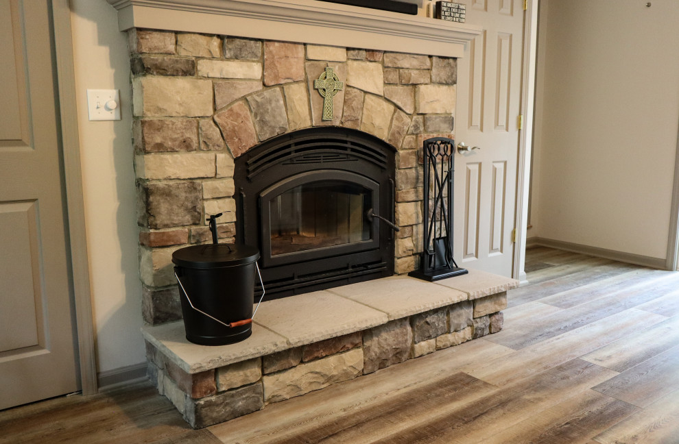 Family Room Wood Burning Fireplace