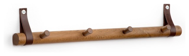 Oak Coat Rack, Smoky, 4 Hooks