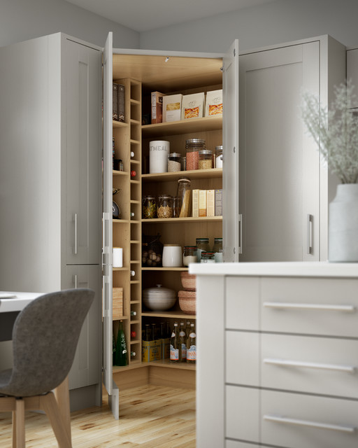 Milton Grey Kitchen With Clever Corner Pantry Contemporary