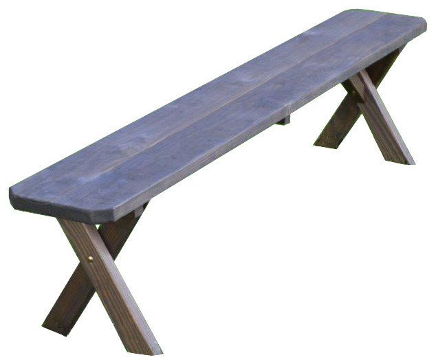 Pressure Treated Pine 6 Foot Cross Leg Bench Transitional Outdoor