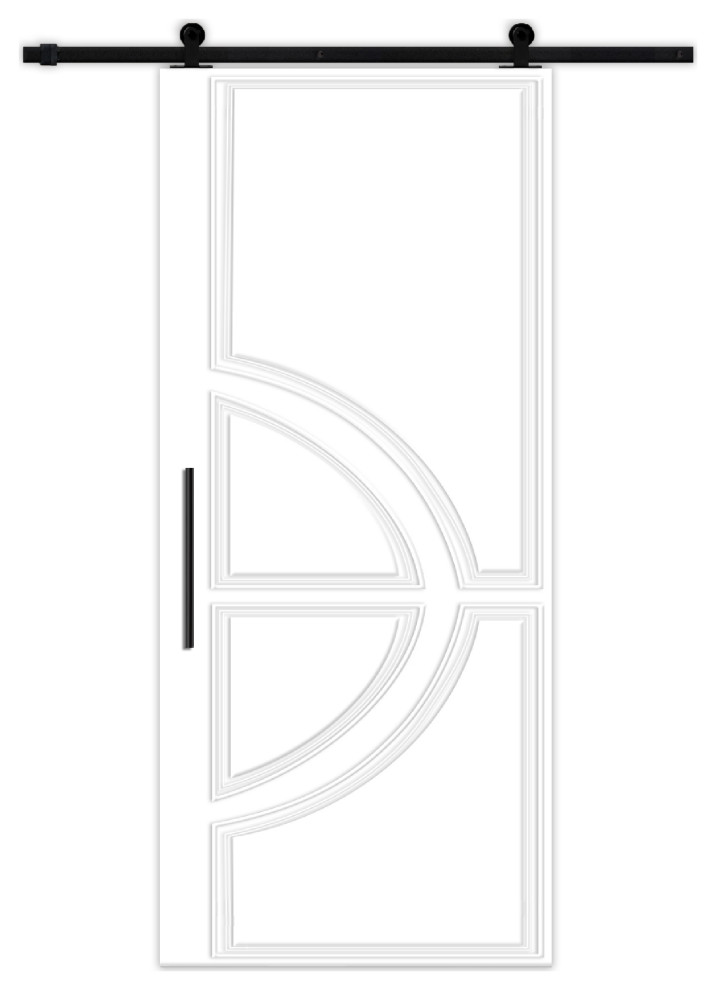 Flush barn door with different hardware CNC engraving designs and colors options, 30"x81" Inches