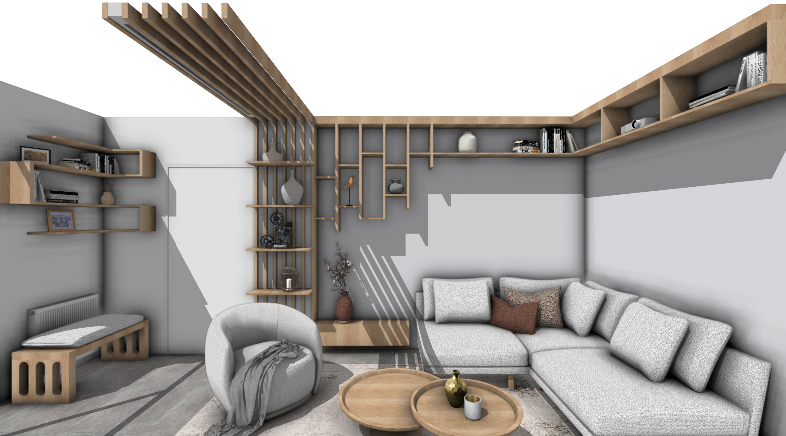 Harmonie bois I Salon Japandi I 9 m2 (en cours de création)