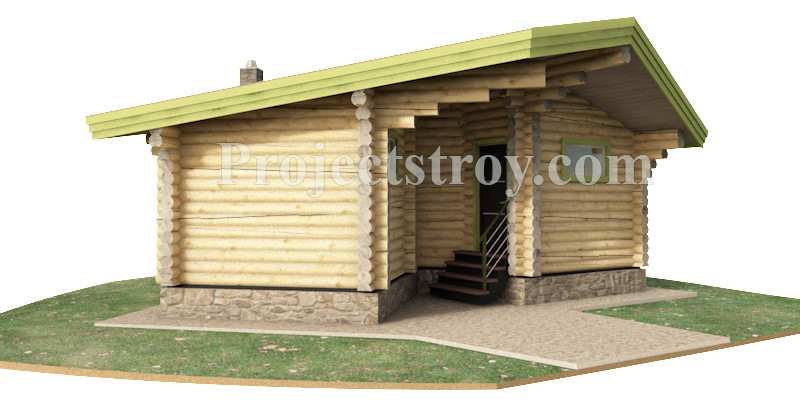 Проект бани из оцилиндрованного бревна 220 мм
