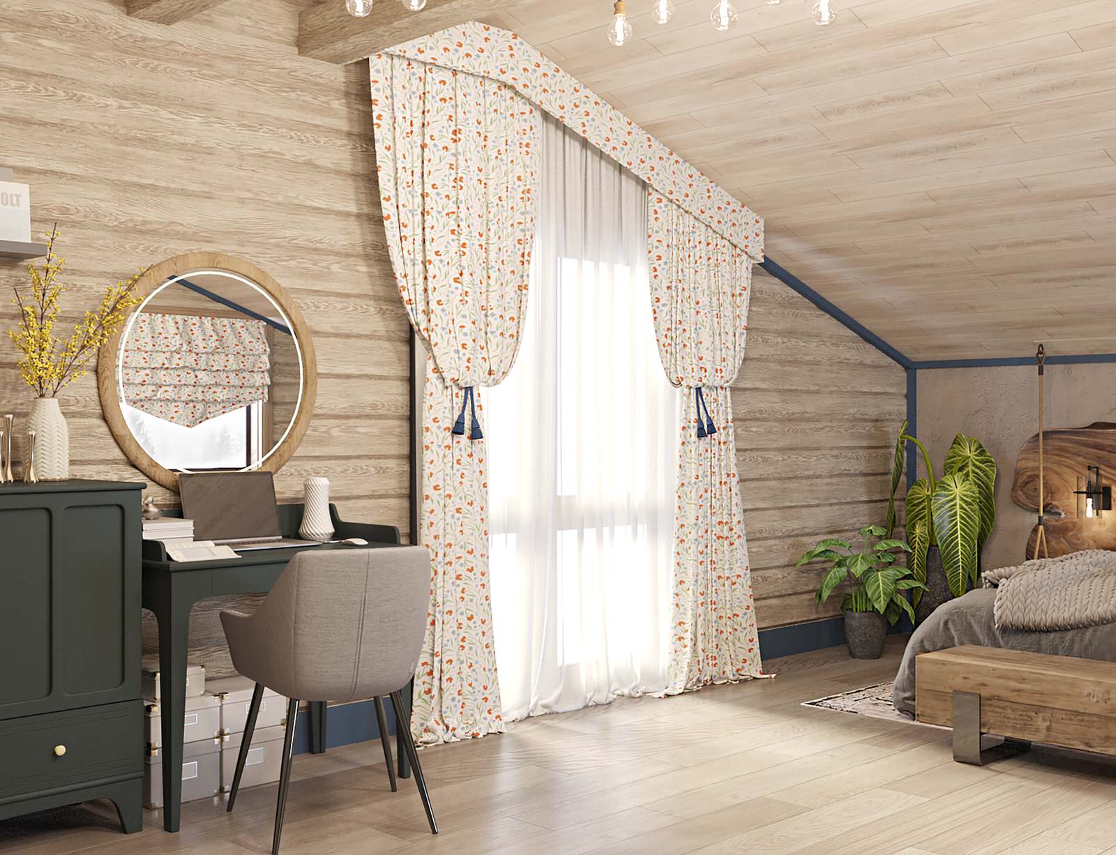 Брусовый дом выходного дня в Кантри стиле