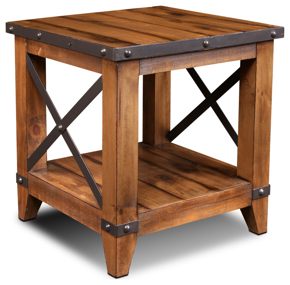 Larson Cross Bar Open End Table - Industrial - Side Tables And End