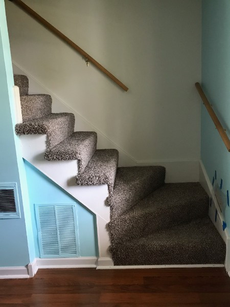 Small Removable Stair Railing - BEFORE