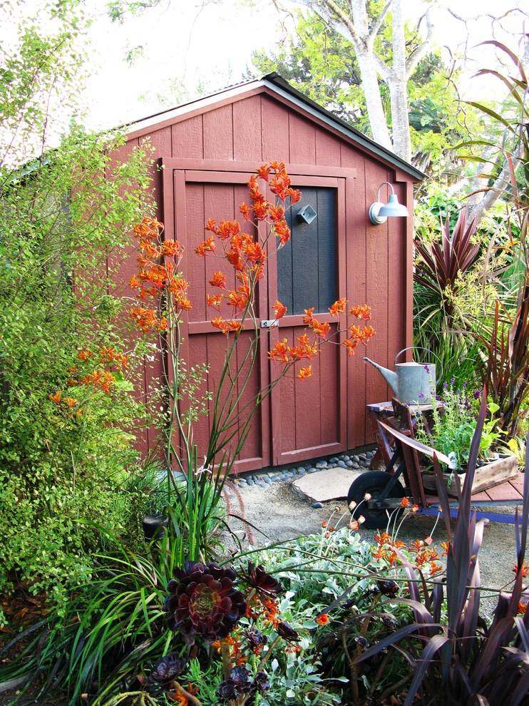 Inspiration for a country garden shed in San Diego.