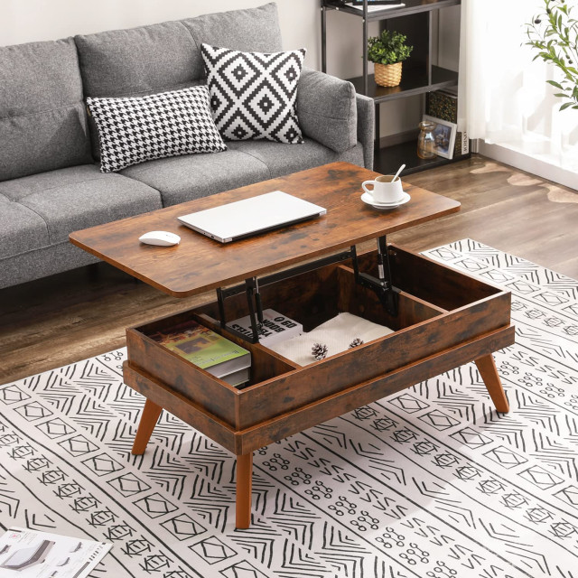 Modern Lift Top Coffee Table with Hidden Storage Compartment Contemporary Coffee Tables by