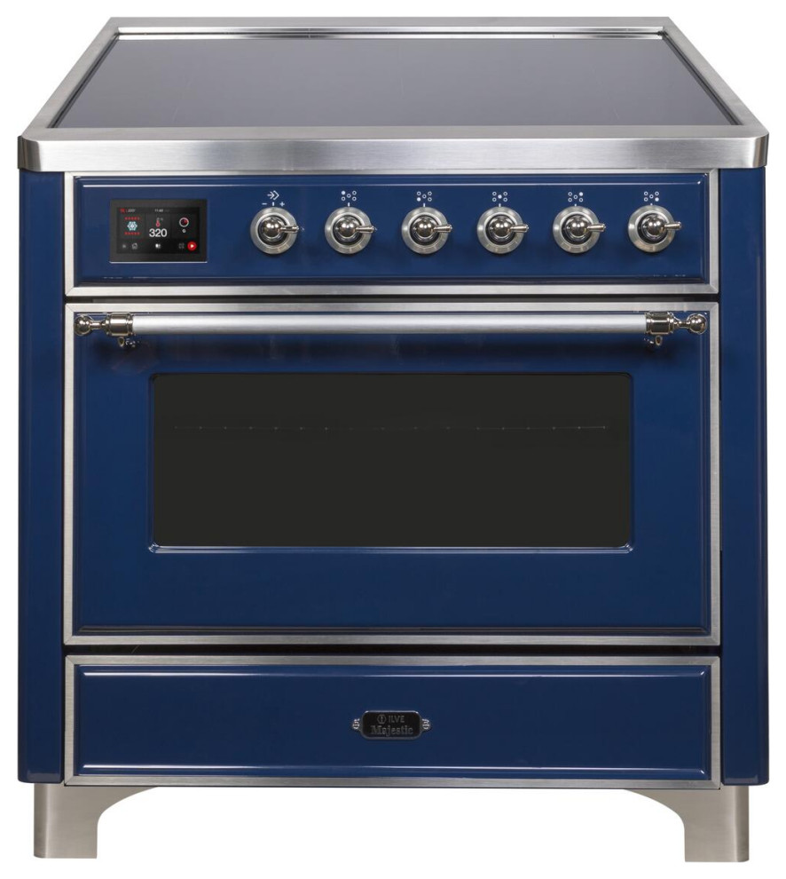 36 Majestic II Induction Range With Glass Door in Midnight Blue with Chrome (NG)