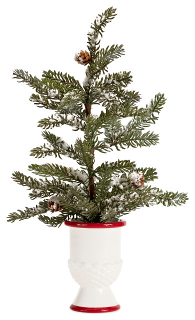 Potted Tree With Snow, 2-Piece Set