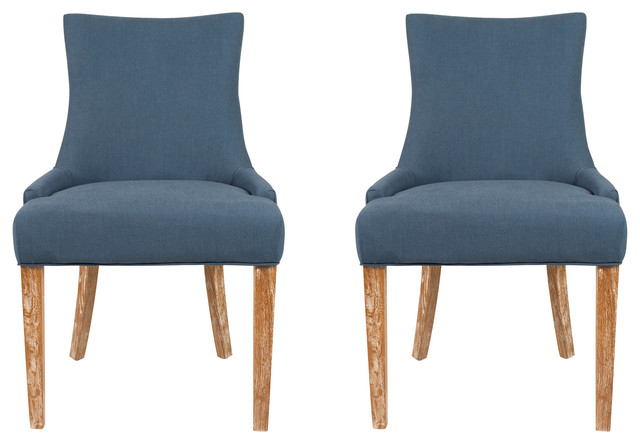 Safavieh Amanda Dining Chairs, Set of 2, Steel Blue Linen