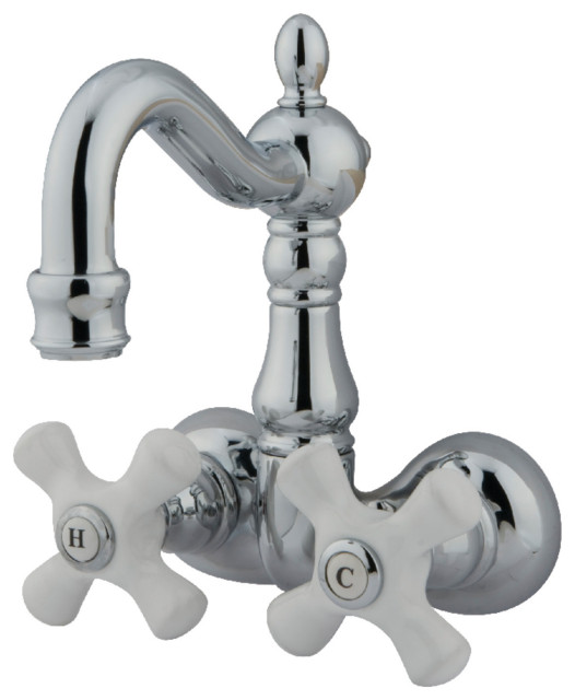 Kingston Brass 3-3/8" Wall Mount Tub Faucet, Polished Chrome