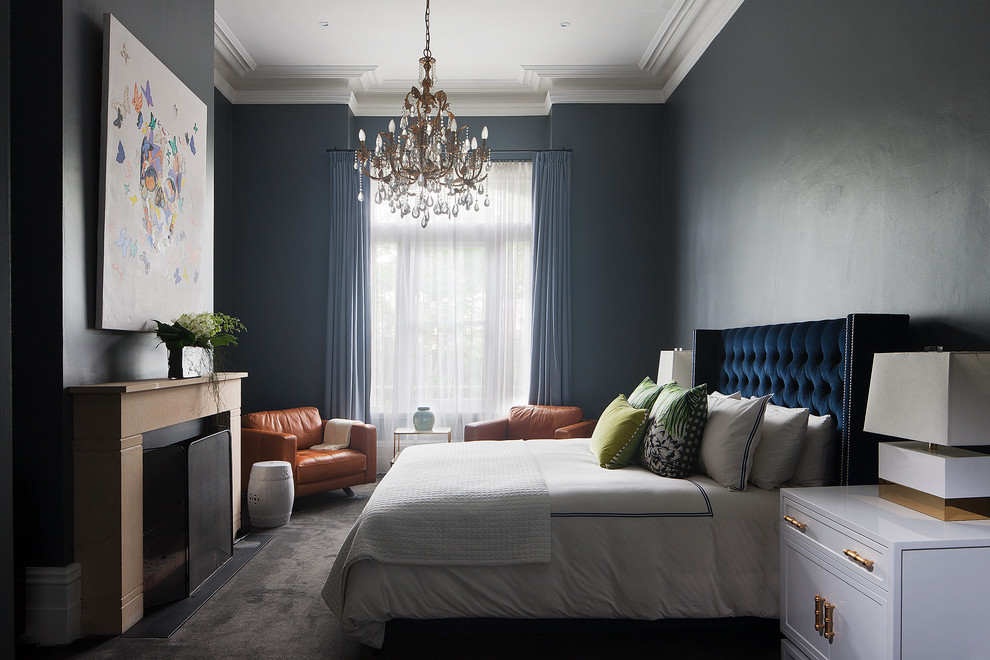 Inspiration for a transitional bedroom in Melbourne.