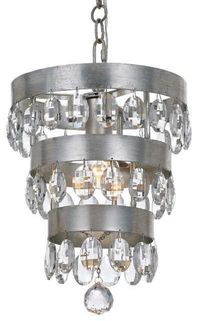 Crystorama Lighting Group 6103 Perla 10"W Crystal Mini Pendant - Antique Silver