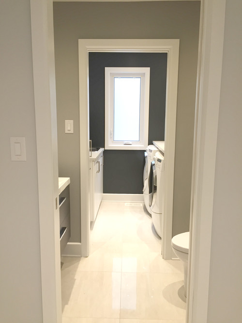 Before and after laundry room / powder room combo