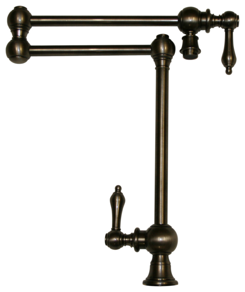 Deck Mount Retractable Swing Spout Pot Filler, X handles , Swivel