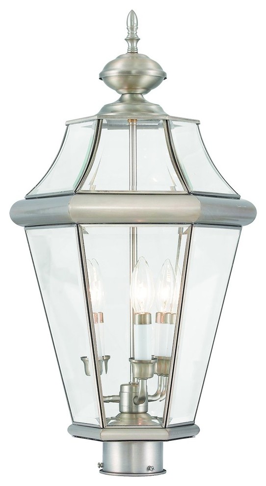 Livex Lighting Georgetown Light Outdoor Post Lantern, Brushed Nickel