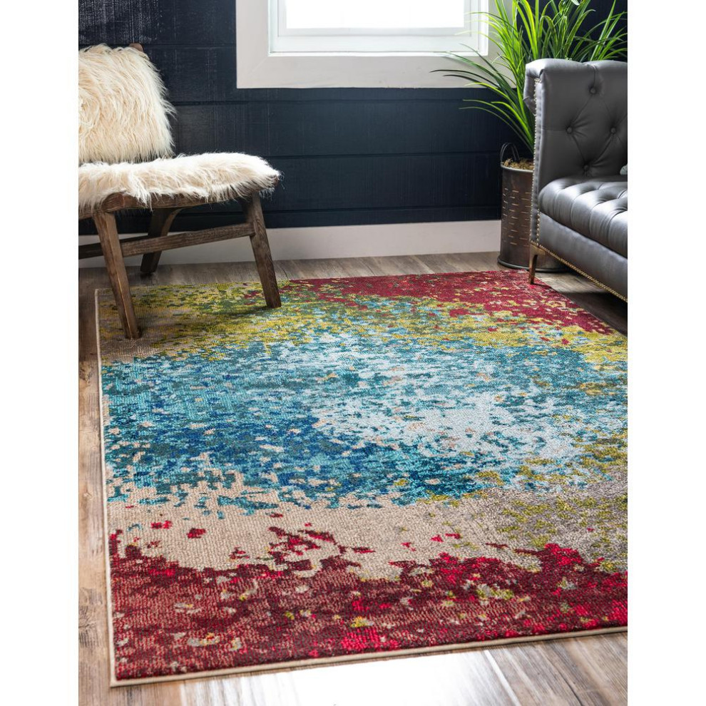 Rug Unique Loom Estrella Blue Rectangular 3' 3 x 5' 3 Contemporary Area Rugs by Morning
