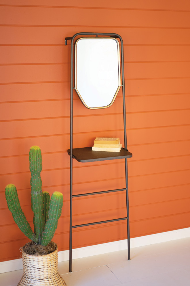 Kalalou Cbb1124 Leaning Metal Mirror With Shelf Industrial Display And Wall Shelves by