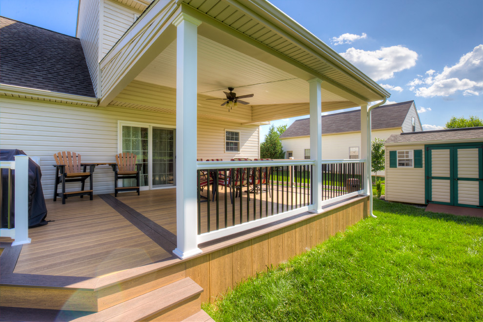 Leanto roof over two toned Clubhouse deck Modern Deck Other by Stump's Decks and Porches