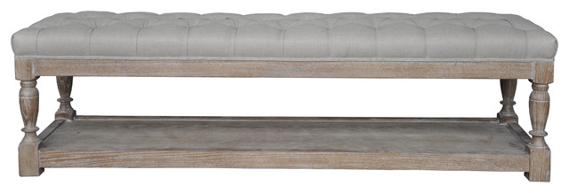 Athena Bench, White and Frost Gray