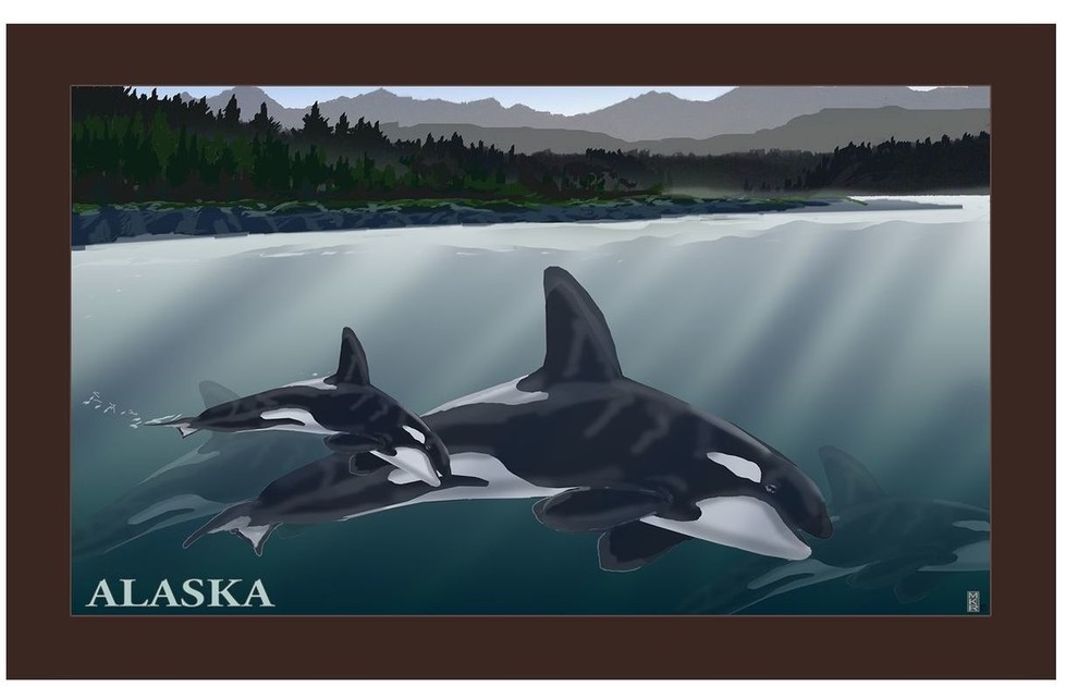 Mike Rangner Alaska Orca Pod Alaska Art Print, 30"x45"