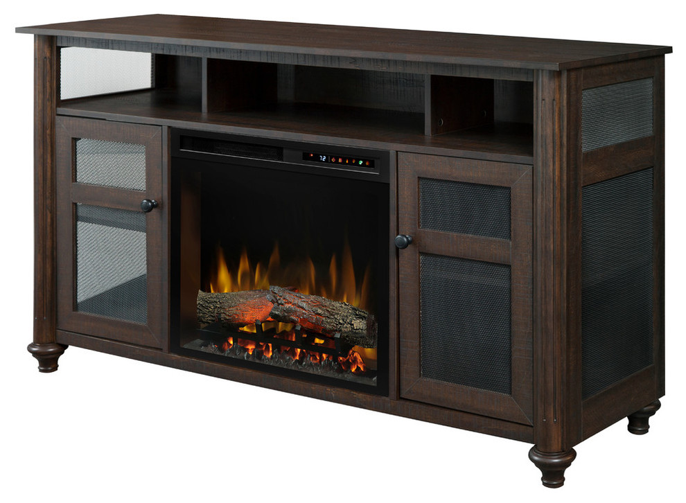 Xavier Media Console Electric Fireplace With Logs Traditional Xavier Media Console Electric Fireplace