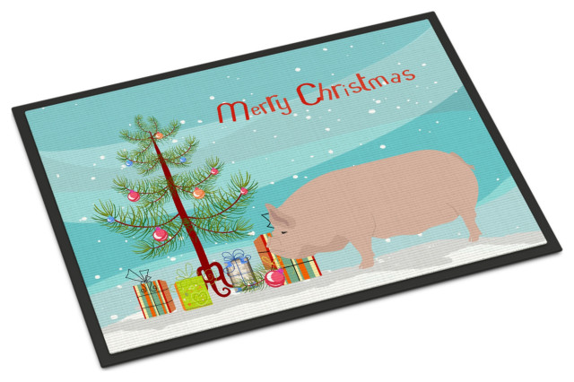 Caroline's TreasuresWelsh Pig Christmas Doormat 18x27 Multicolor