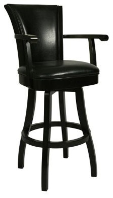 Pastel Glenwood 30 in. Swivel Bar Stool with Arms - Feher Black