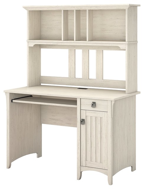Salinas Mission Style Desk With Hutch Antique White Farmhouse