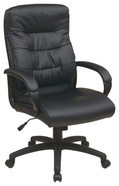 Work Smart High Back Executive Chair With Padded Arms Black Faux Leather Contemporary Office Chairs By Zfurniture Black Faux Leather