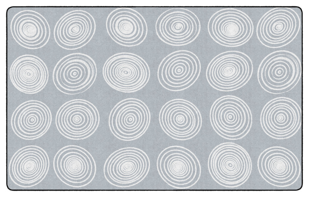 Flagship Carpets VA415-44A 7'6"X12' Circles Grey & White Educational Rug