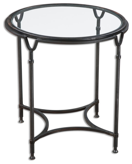 Uttermost 24469 Samson Glass Side Table Transitional Side Tables