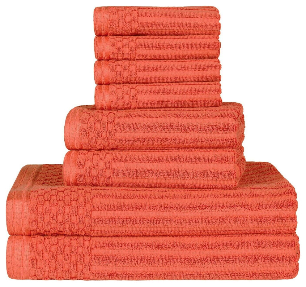 8 Piece Classic Super Absorbent Towel Set, Coral