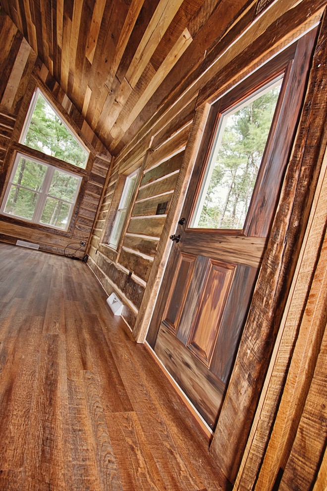 Entryway - large rustic entryway idea