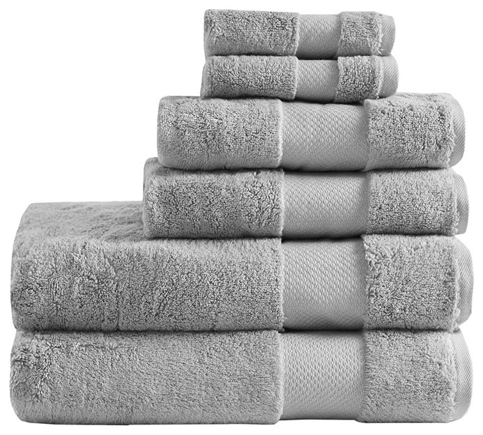 Madison Park Signature Turkish Cotton 6 Piece Bath Towel Set, Grey