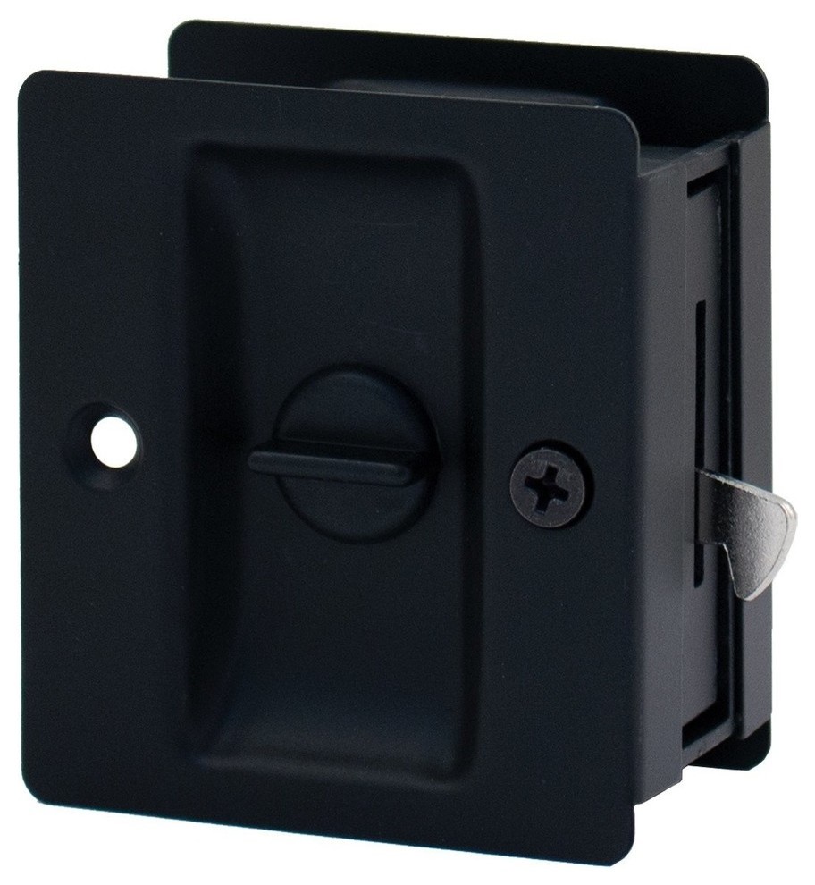 Square Privacy Pocket Lock Matte Black Traditional Pocket Door