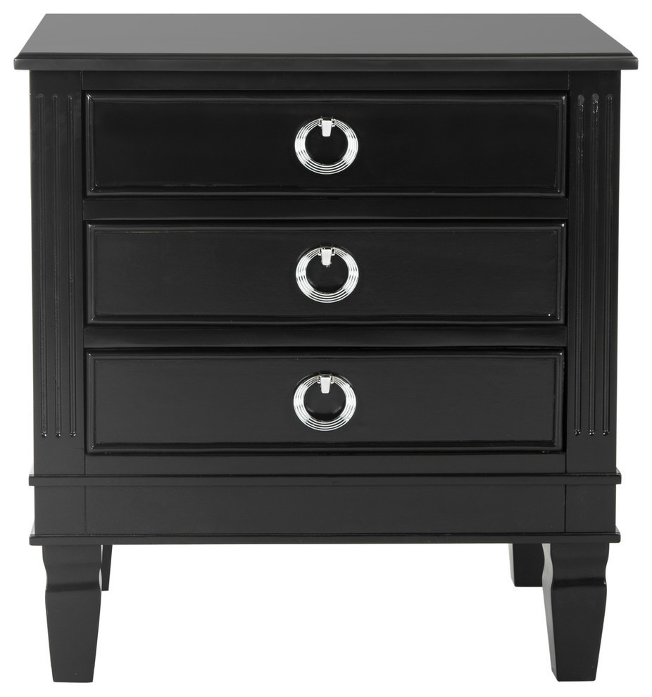 Safavieh Kira Three Drawer Night Stand, Black